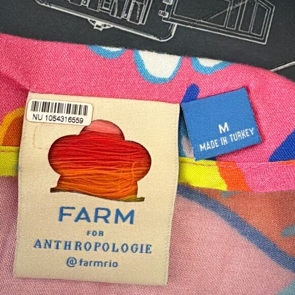 Farm Rio Anthrologie Midi Skirt Viscose Size M Bright Floral Size M Boho Indie - Picture 8 of 10